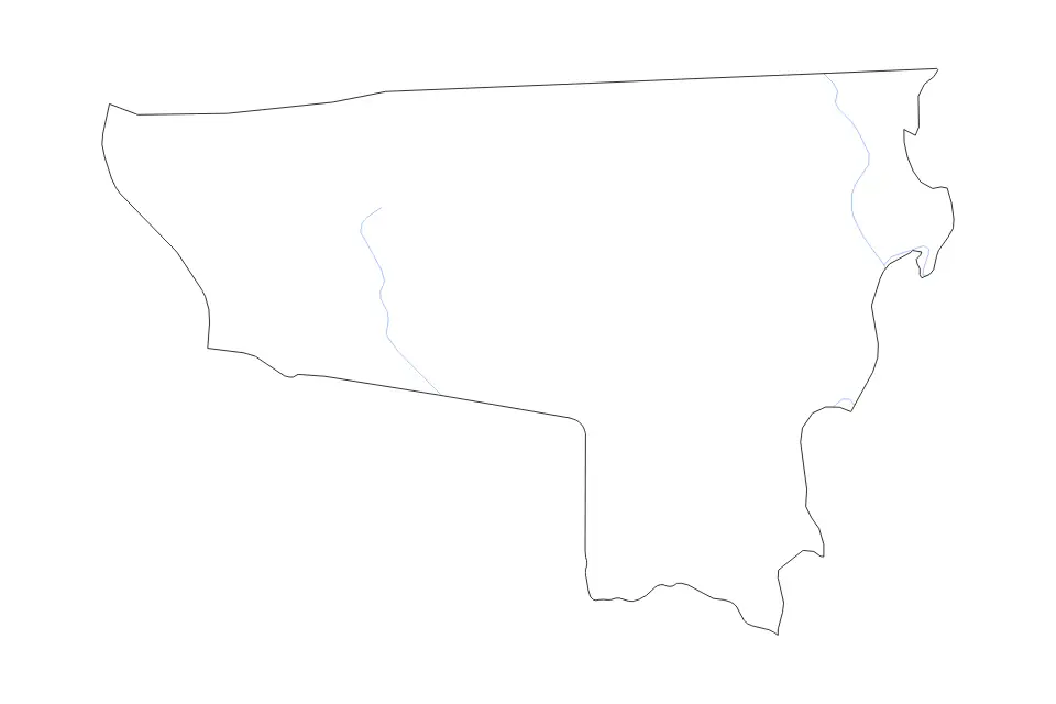 Mapa de River Gee, Liberia de tipo contorno y ríos para África, con contorno y ríos con límites limpios.