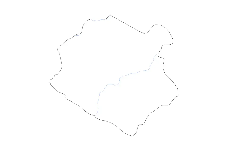 Outline map of Sinoe County, Liberia with subdivision borders and rivers.