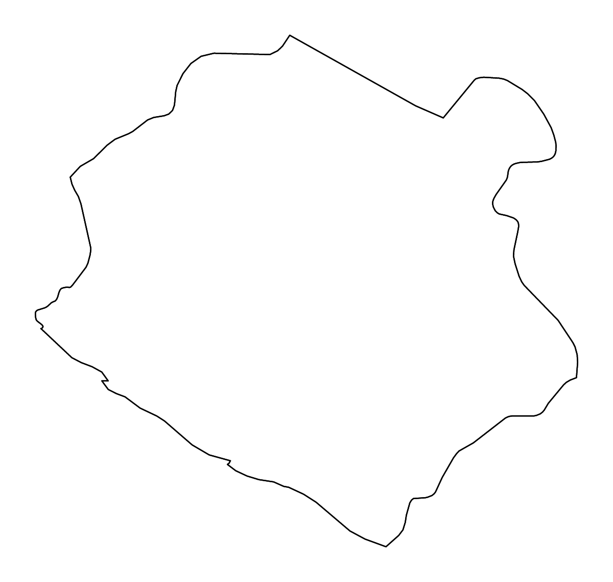 Mapa de contorno de Sinoe, Liberia con ríos.