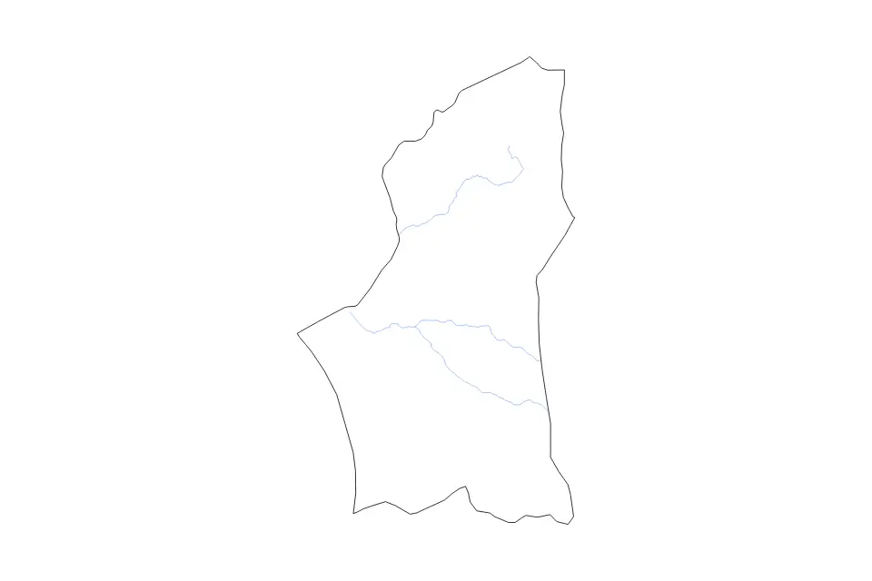 Outline map of Ghadames Municipality, Libya with subdivision borders and rivers.