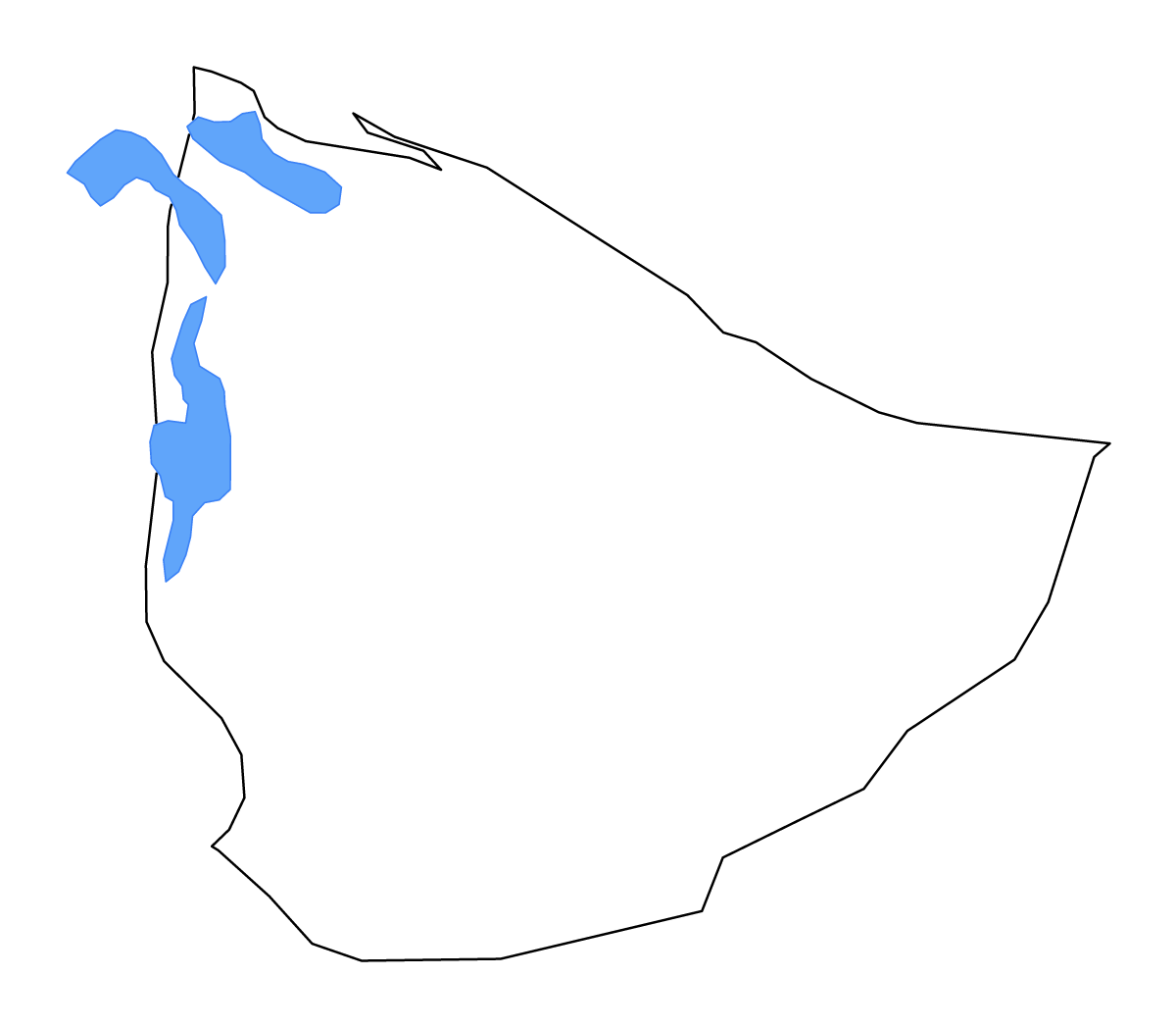 Mapa de contorno de Nuqat al Khams, Libya con lagos.