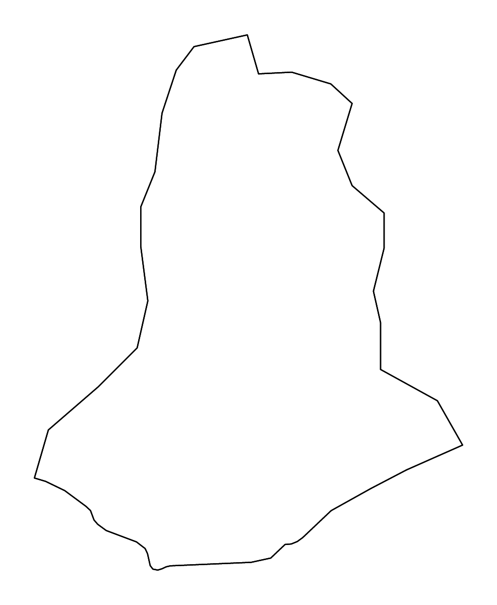 Mapa de contorno de Androy, Madagascar con ríos.