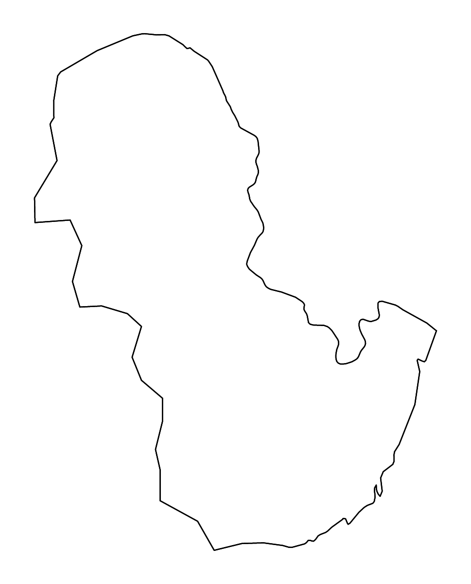 Mapa de contorno de Anosy, Madagascar con ríos.