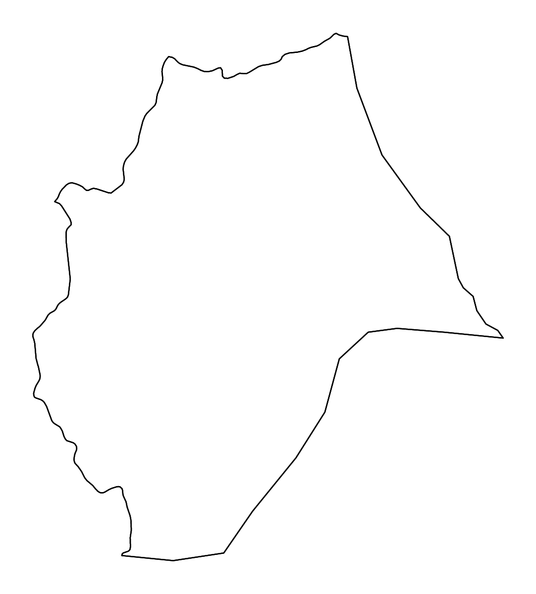 Mapa de contorno de Bongolava, Madagascar con ríos.