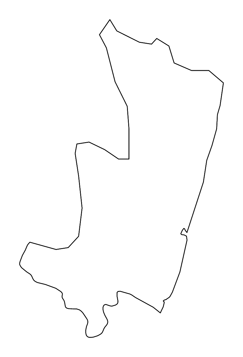 Mapa de contorno de Atsimo-Atsinanana, Madagascar con ríos.
