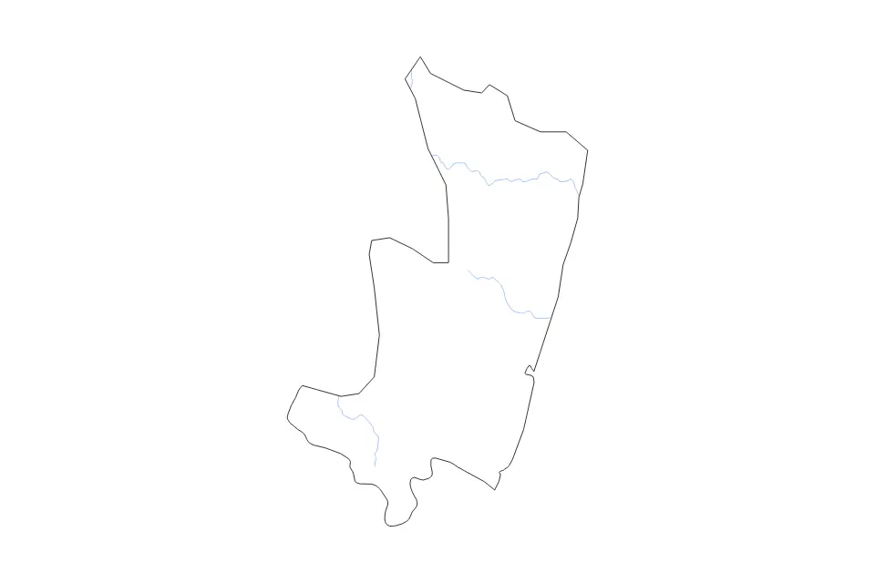 Outline map of Atsimo-Atsinanana Autonomous Province, Madagascar with subdivision borders and rivers.