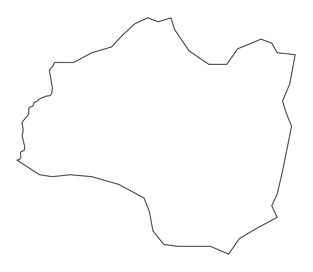 Mapa de contorno de Haute Matsiatra, Madagascar con ríos.