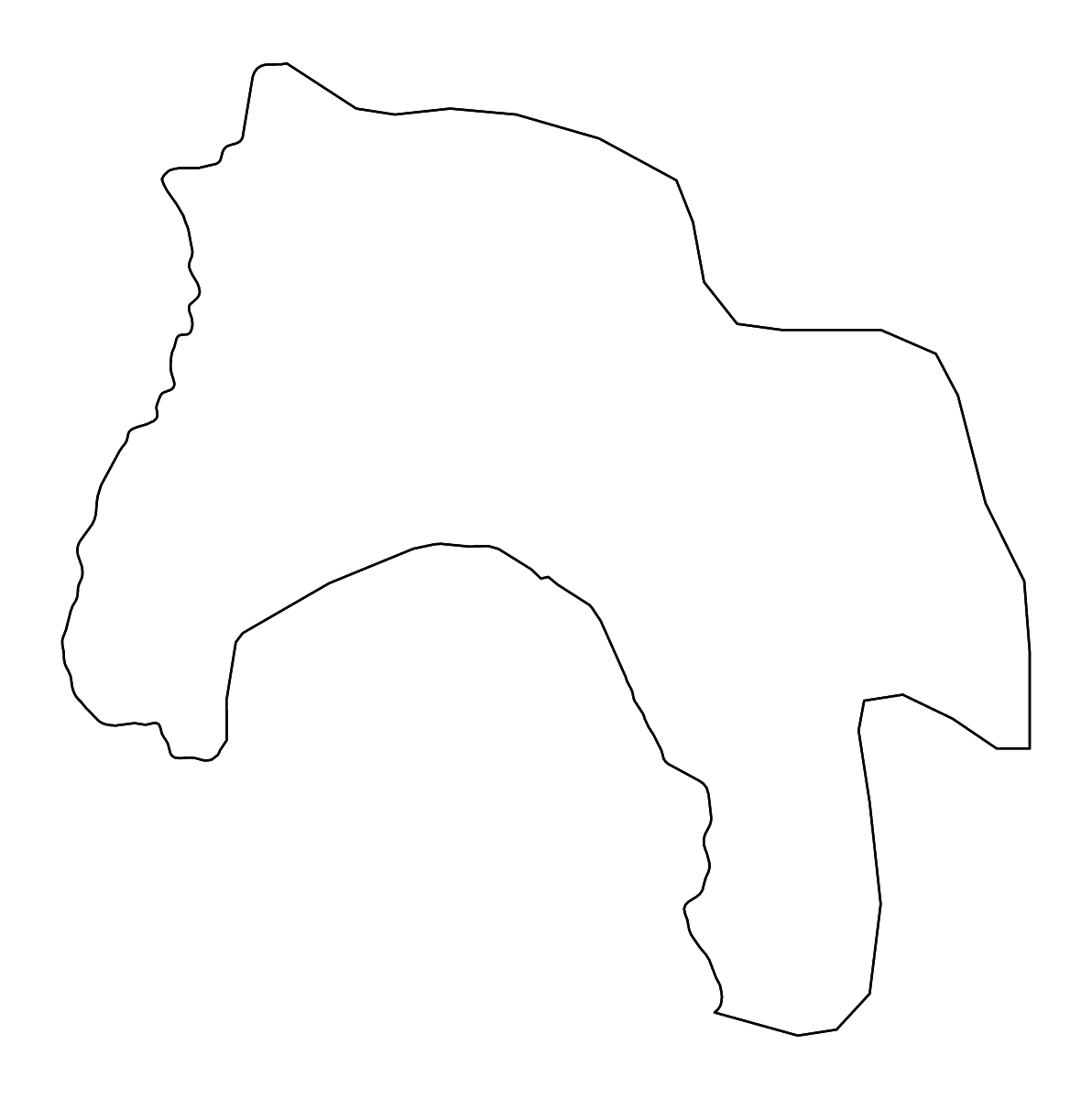 Outline map of Ihorombe, Madagascar with rivers.