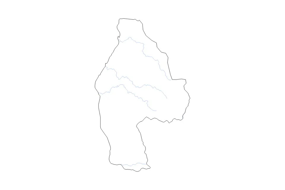 Carte de Melaky, Madagascar de type contour et rivières pour Afrique, montrant contour et rivières avec des limites nettes.