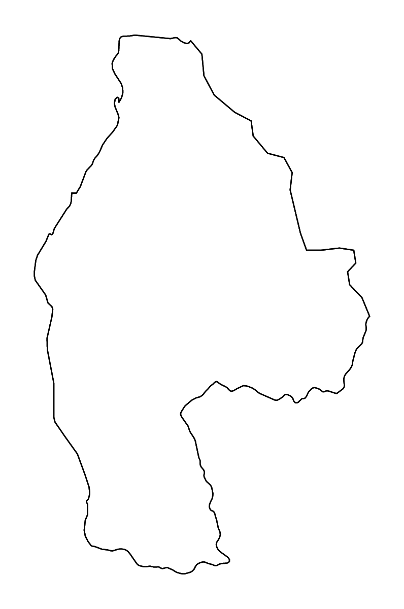 Mapa de contorno de Melaky, Madagascar con ríos.
