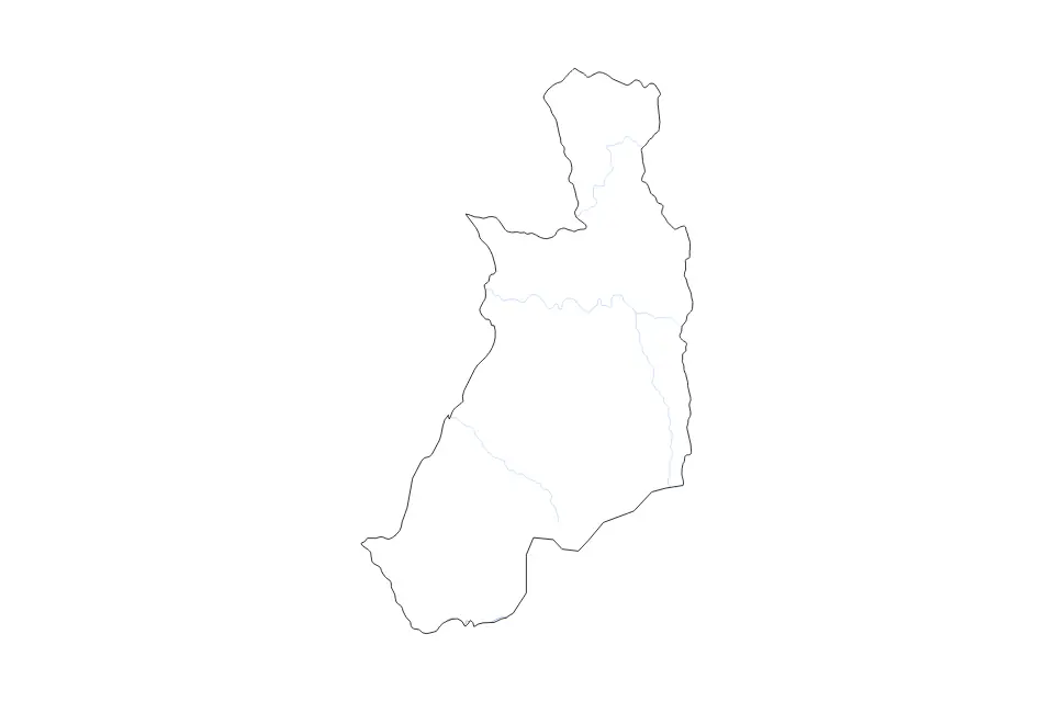 Mapa de Menabe, Madagascar de tipo contorno y ríos para África, con contorno y ríos con límites limpios.