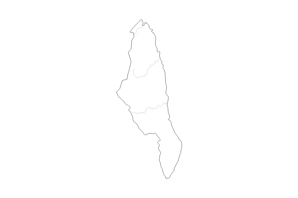Outline map of Sava Autonomous Province, Madagascar with subdivision borders and rivers.