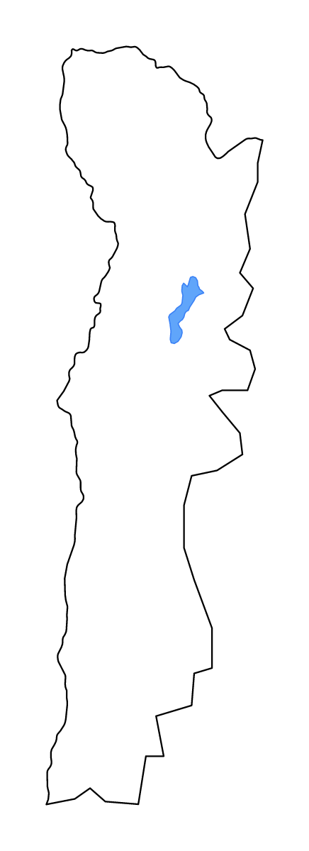 Mapa de contorno de Alaotra-Mangoro, Madagascar con lagos y ríos.