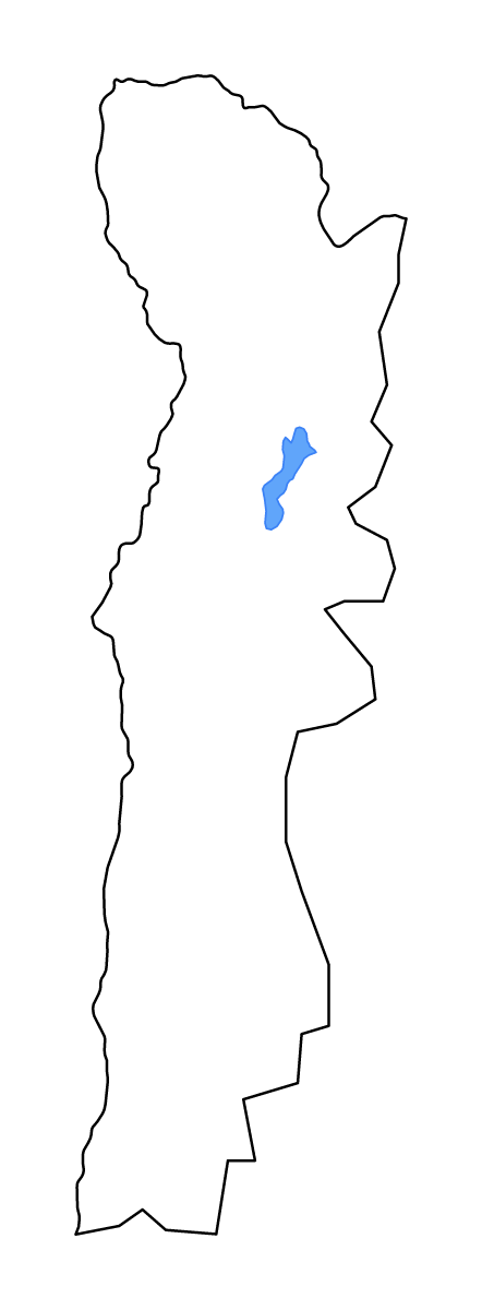 Mapa de contorno de Alaotra-Mangoro, Madagascar con lagos y ríos.