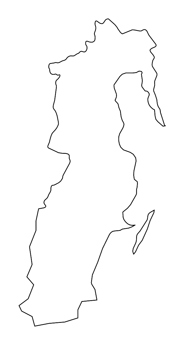 Mapa de contorno de Analanjirofo, Madagascar con ríos.