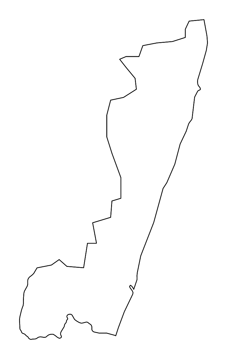 Outline map of Atsinanana, Madagascar with rivers.