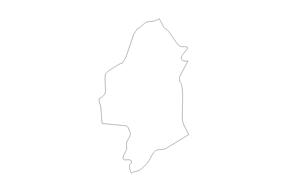 Outline map of Blantyre District, Malawi with subdivision borders.