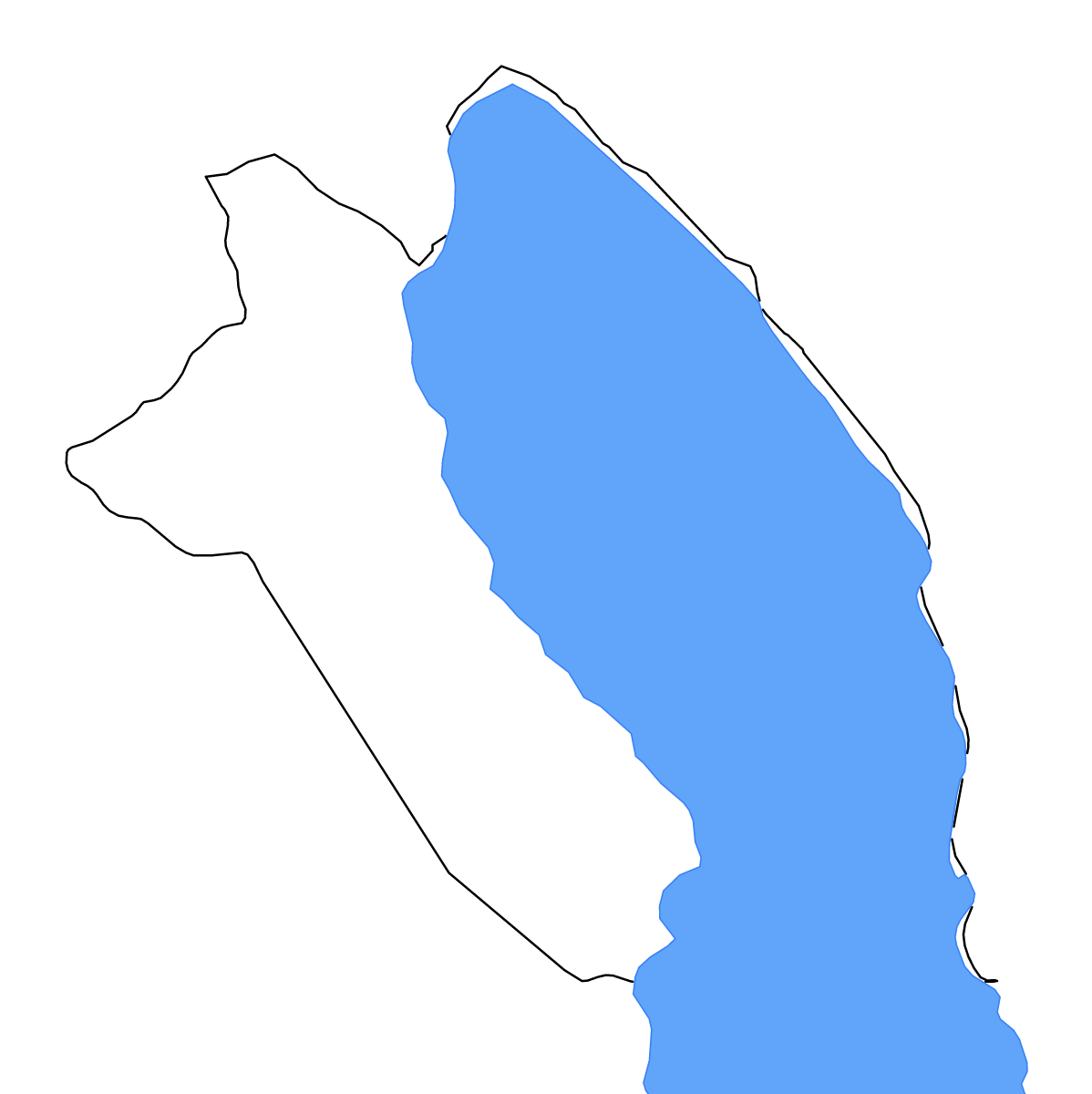 Mapa de contorno de Chitipa (distrito 1194), Malawi con lagos y ríos.