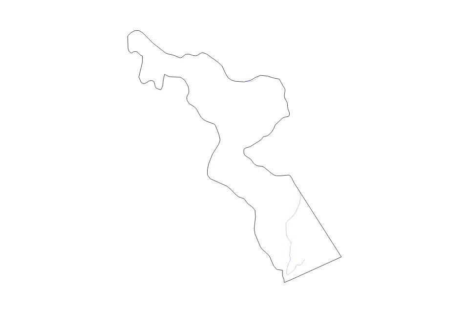Outline map of Chitipa District (1873), Malawi with subdivision borders and rivers.