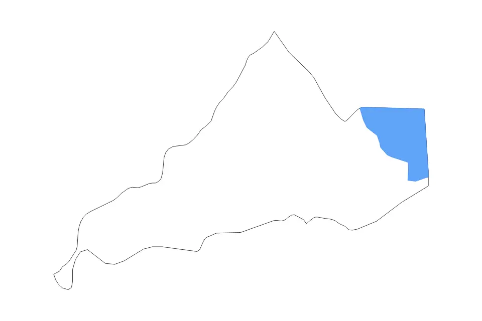 Outline map of Dedza District, Malawi with subdivision borders and major lakes.