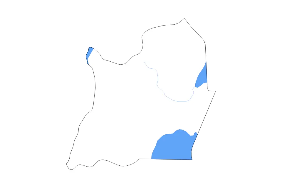 Carte de Machinga, Malawi de type contour, lacs et rivières pour Afrique, montrant contour, lacs et rivières avec des éléments hydrographiques comme Lake Chilwa, Lago Chiuta et Lake Malombe.