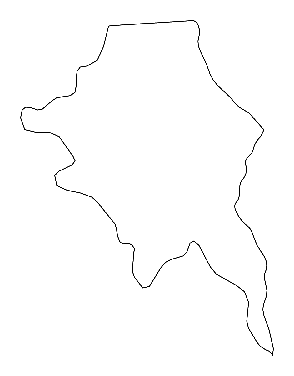 Mapa de contorno de Mchinji, Malawi con ríos.