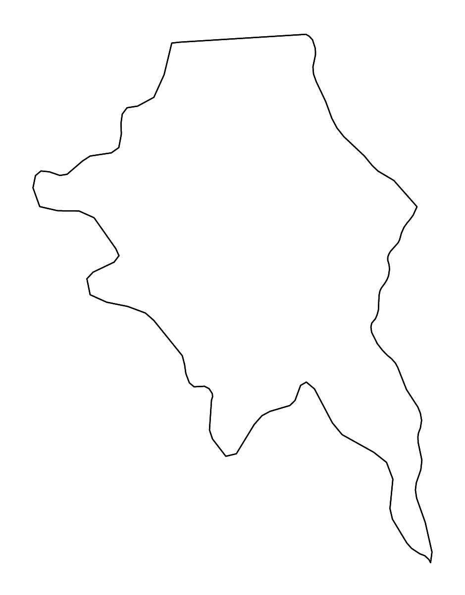 Mapa de contorno de Mchinji, Malawi con ríos.