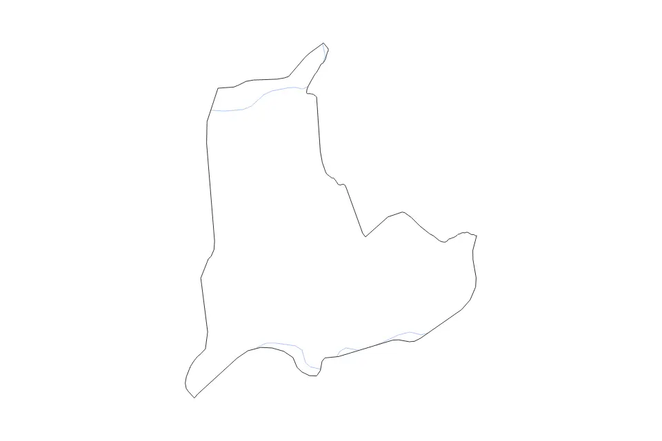 Outline map of Mulanje District, Malawi with subdivision borders and rivers.