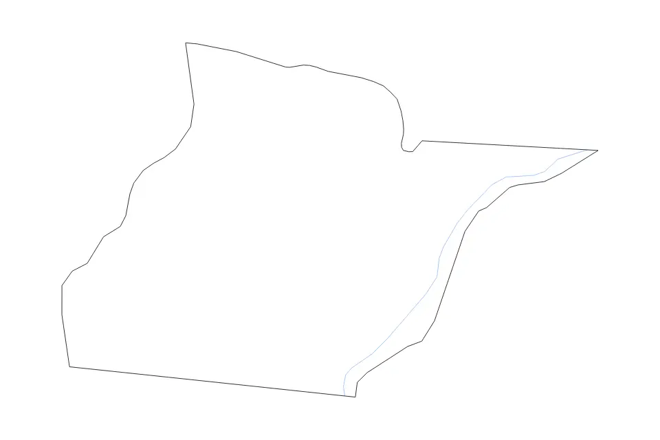 Outline map of Neno District, Malawi with subdivision borders and rivers.