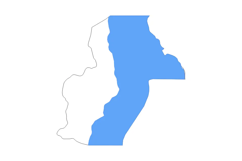 Outline map of Nkhata Bay District, Malawi with subdivision borders and major lakes.