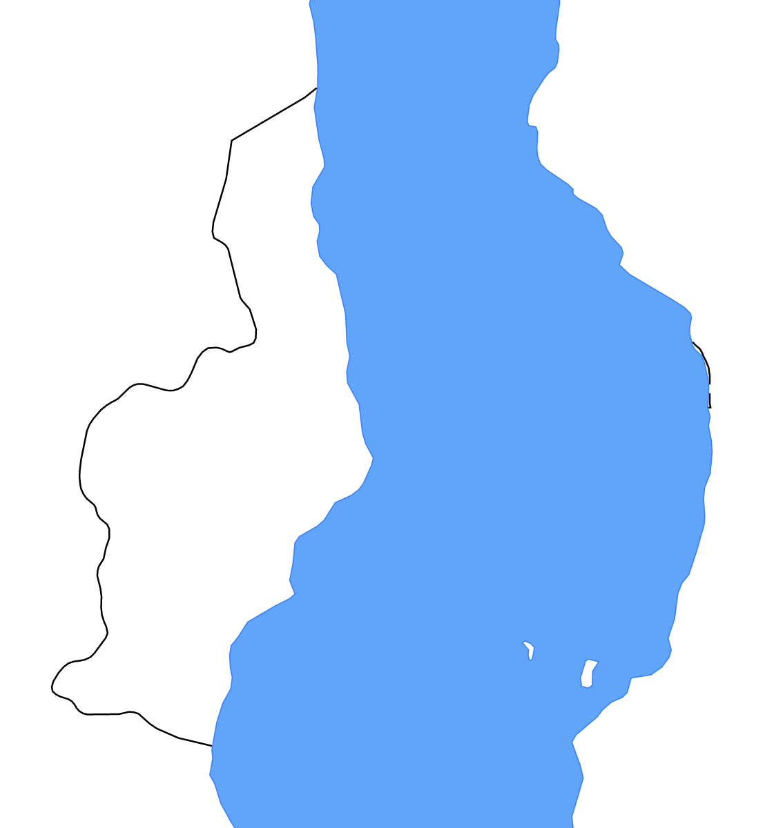 Mapa de contorno de Nkhata Bay, Malawi con lagos.