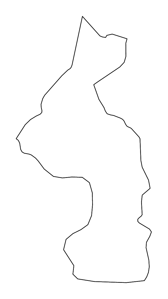 Mapa de contorno de Nsanje, Malawi con ríos.