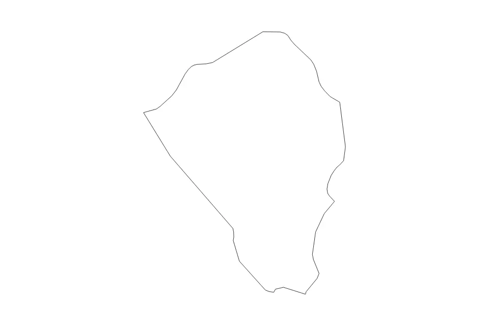 Outline map of Thyolo District, Malawi with subdivision borders.
