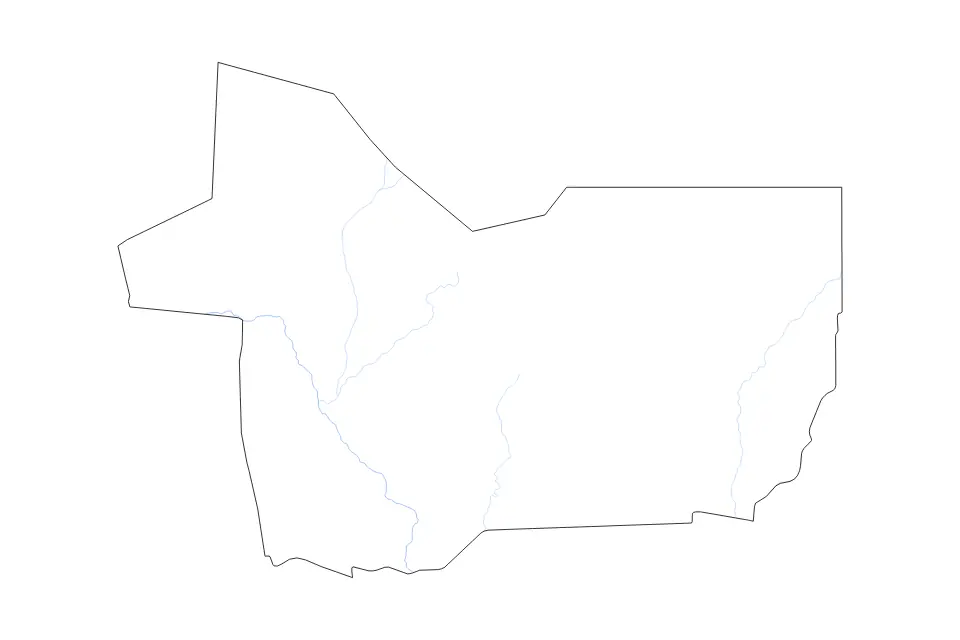 Mapa de Gao, Mali de tipo contorno y ríos para África, con contorno y ríos con límites limpios.
