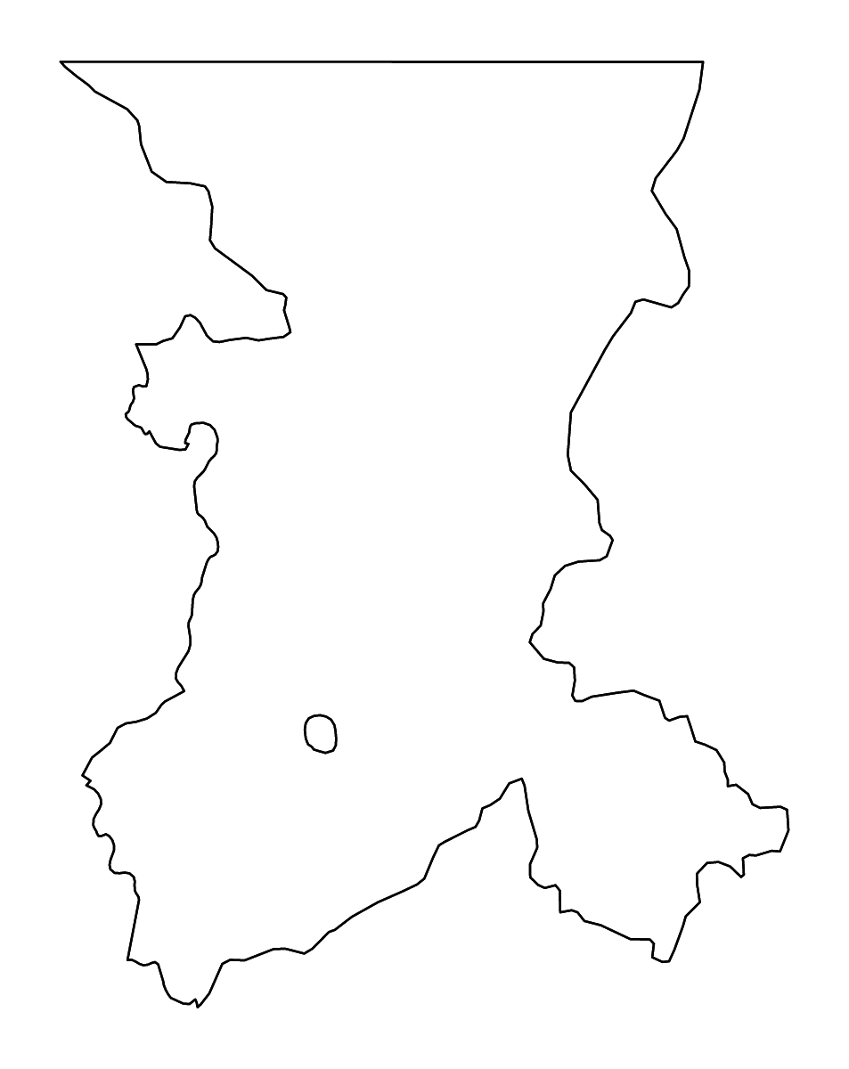 Mapa de contorno de Koulikoro, Mali con ríos.