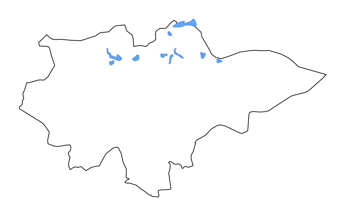 Carte de contour de Mopti, Mali avec lacs et rivières.
