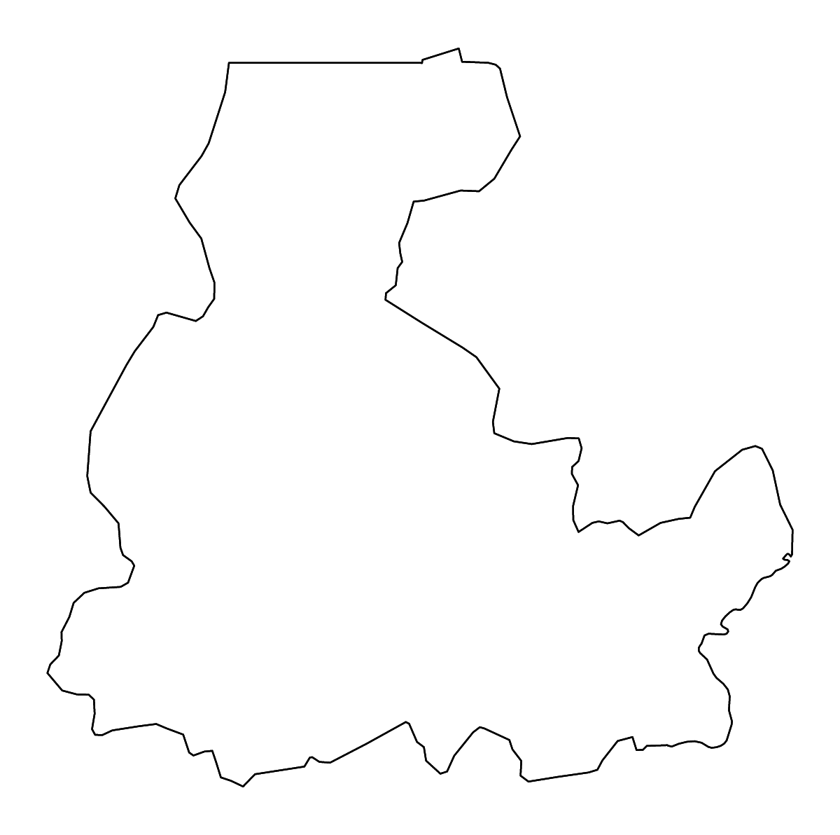 Mapa de contorno de Ségou, Mali con ríos.