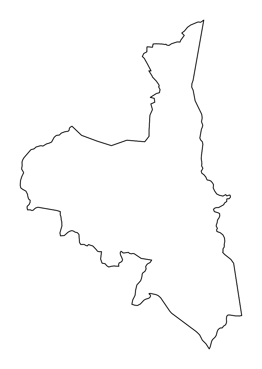 Mapa de contorno de Assaba, Mauritania con ríos.