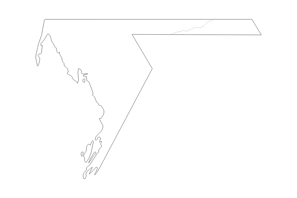 Outline map of Dakhlet Nouadhibou, Mauritania with subdivision borders and rivers.