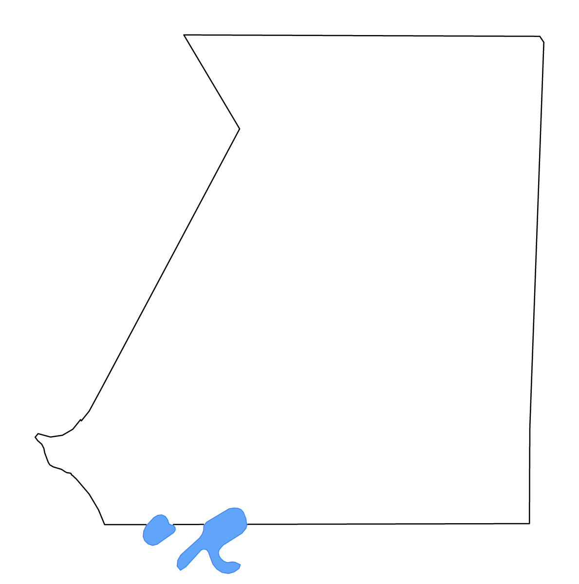 Outline map of Inchiri, Mauritania with lakes and rivers.