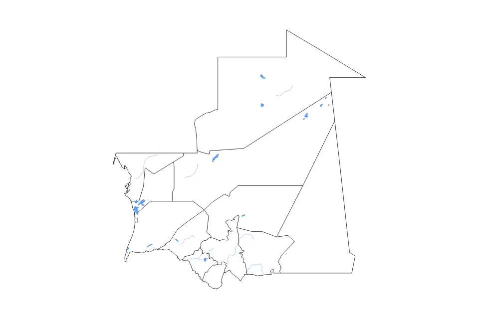 Vista previa del mapa de contorno de Mauritania