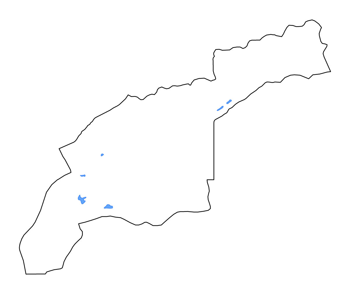 Outline map of Guelmim-Es Semara, Morocco with lakes and rivers.