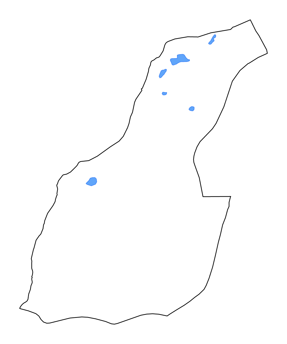 Mapa de contorno de Laâyoune-Boujdour-Sakia El Hamra, Morocco con lagos y ríos.