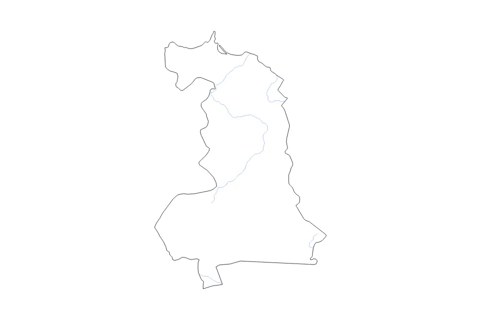 Outline map of Oriental, Morocco with subdivision borders and rivers.