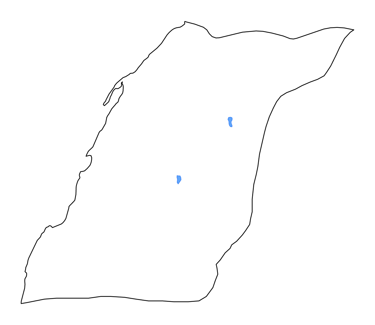 Mapa de contorno de Oued Ed-Dahab, Morocco con lagos y ríos.