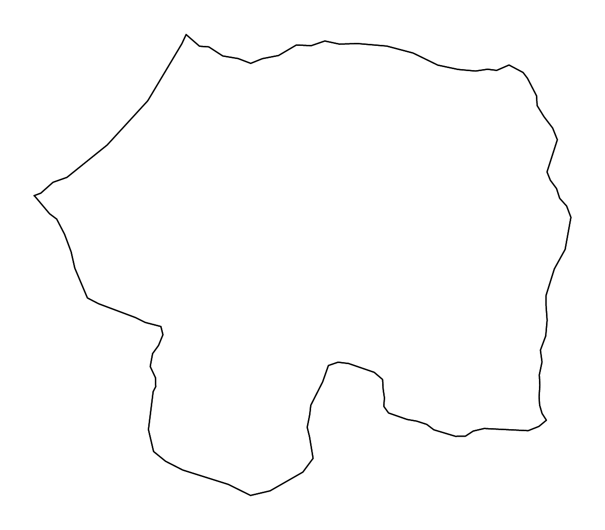 Mapa de contorno de Rabat-Salé-Zemmour-Zaër, Morocco con ríos.
