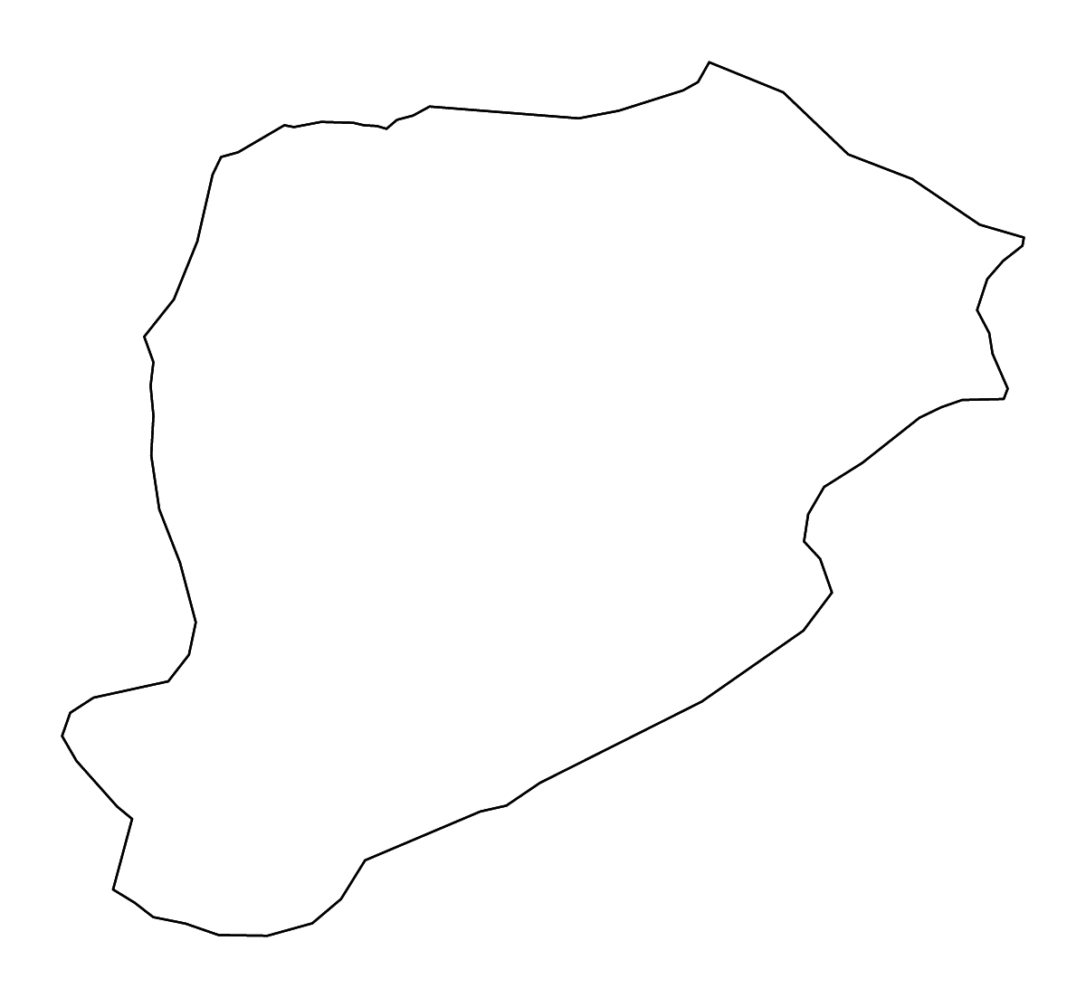 Mapa de contorno de Tadla-Azilal, Morocco con ríos.