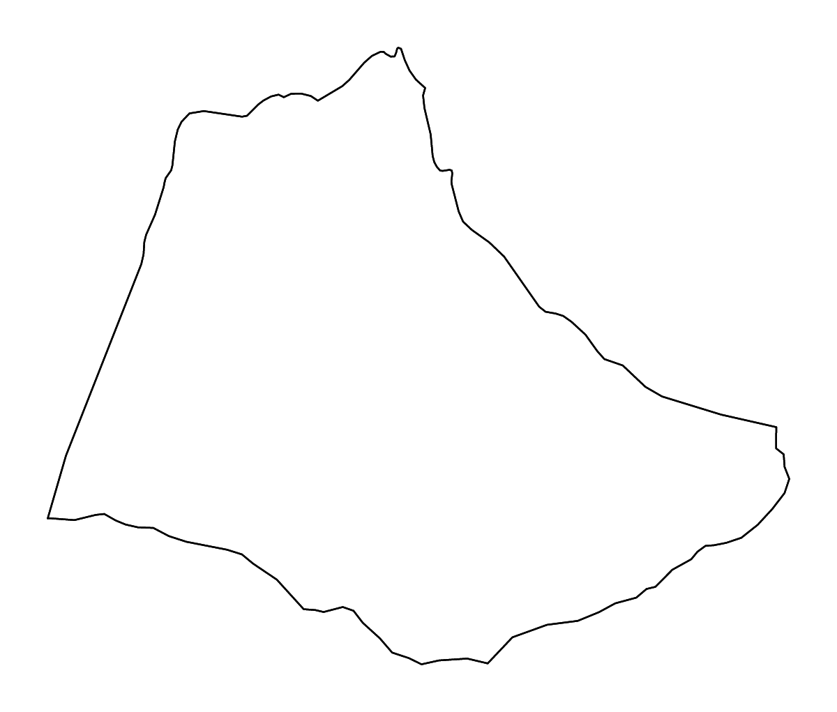 Mapa de contorno de Tangier-Tetouan, Morocco con ríos.