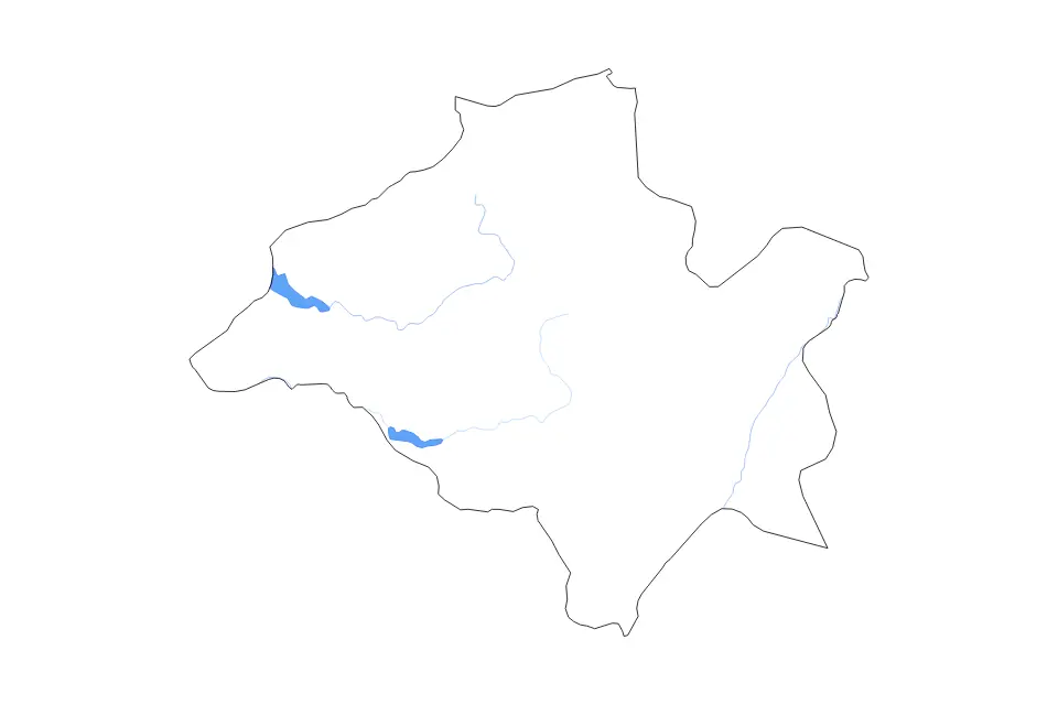 Outline map of Taza-Al Hoceïma-Taounate, Morocco with subdivision borders and major lakes and rivers.