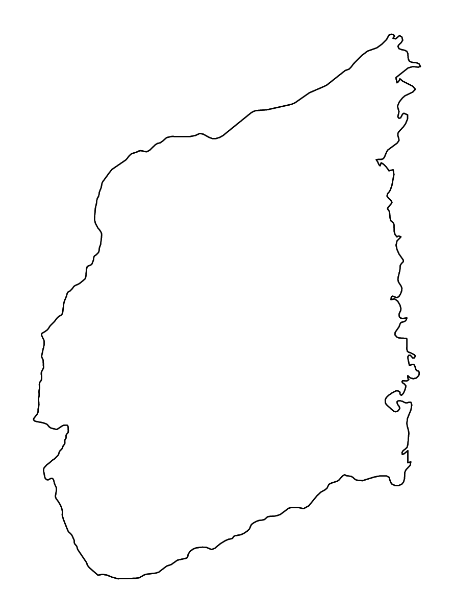Mapa de contorno de Cabo Delgado, Mozambique con ríos.